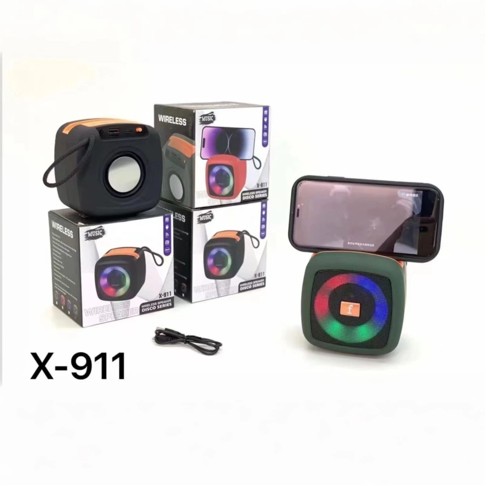 X-911 Wireless Portable Mini Speaker with Bluetooth FM Radio TF Memory Card Reader and USB Pen Drive