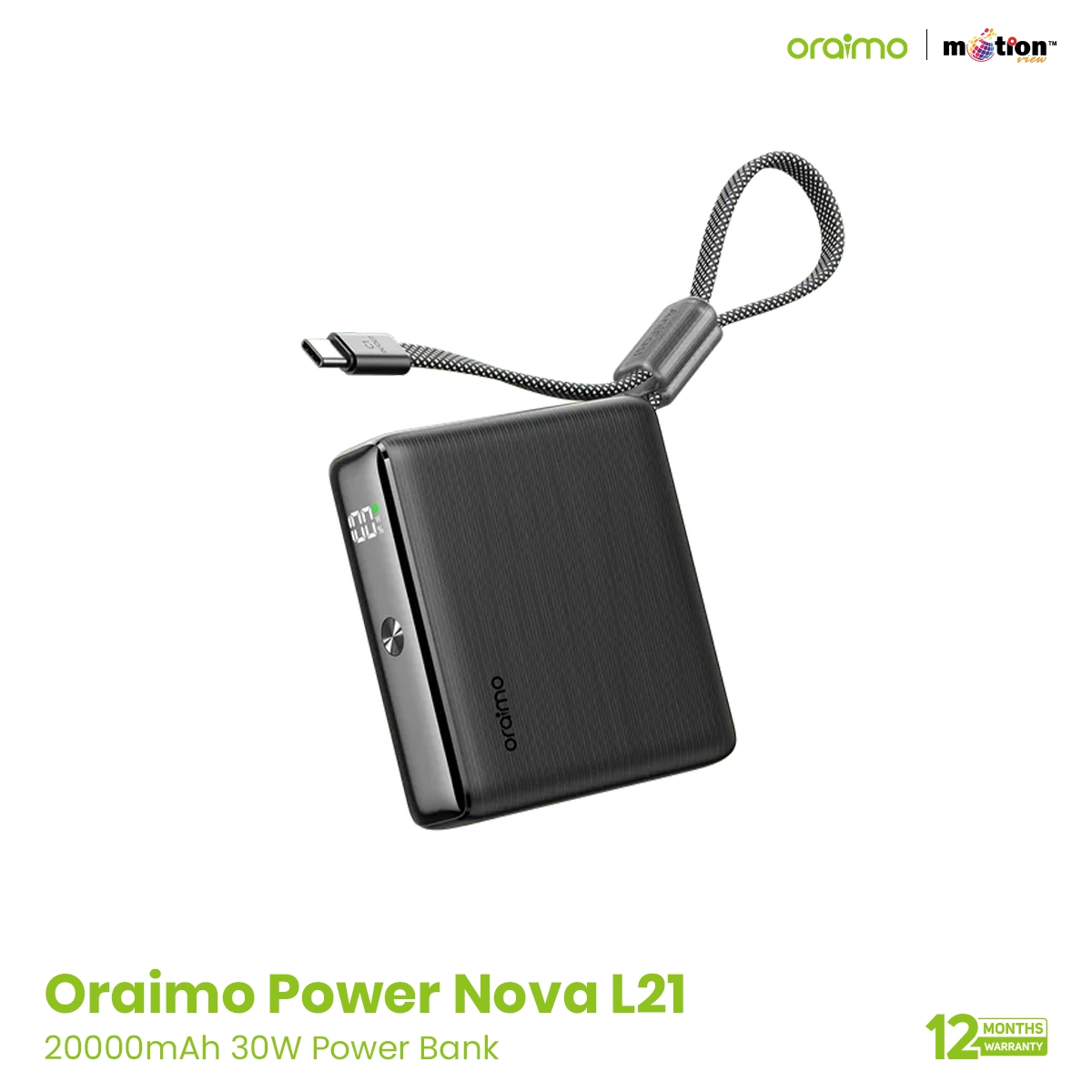 oraimo PowerNova L21 20000mAh 30W Power Bank-OPB-7203C