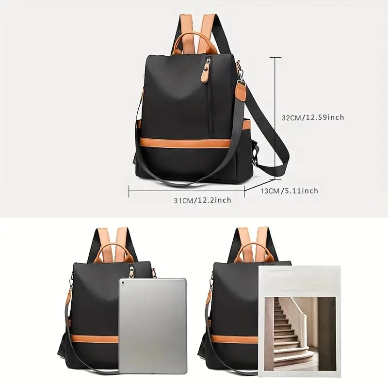 Women Large Capacity Outdoor Tote Bag ( Orrange/ black)