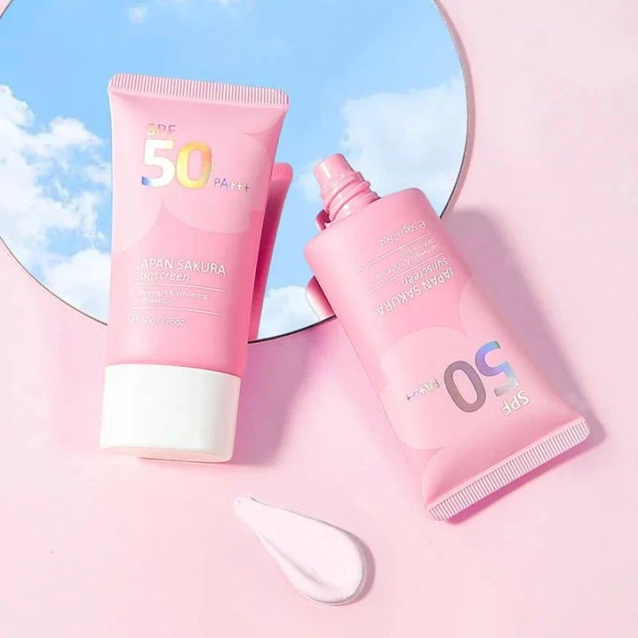 Laikou Japan Sakura Face Sunscreen SPF50 PA+++ 50gm Watery, Moisture, Whitening | Made in P.R.C