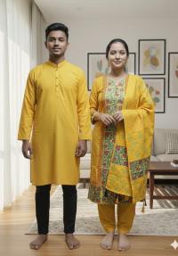 Panjabi Three Piece Couple Set