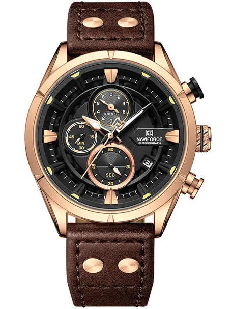 Naviforce 8045 Quartz Men’s Watch-Dark Brown