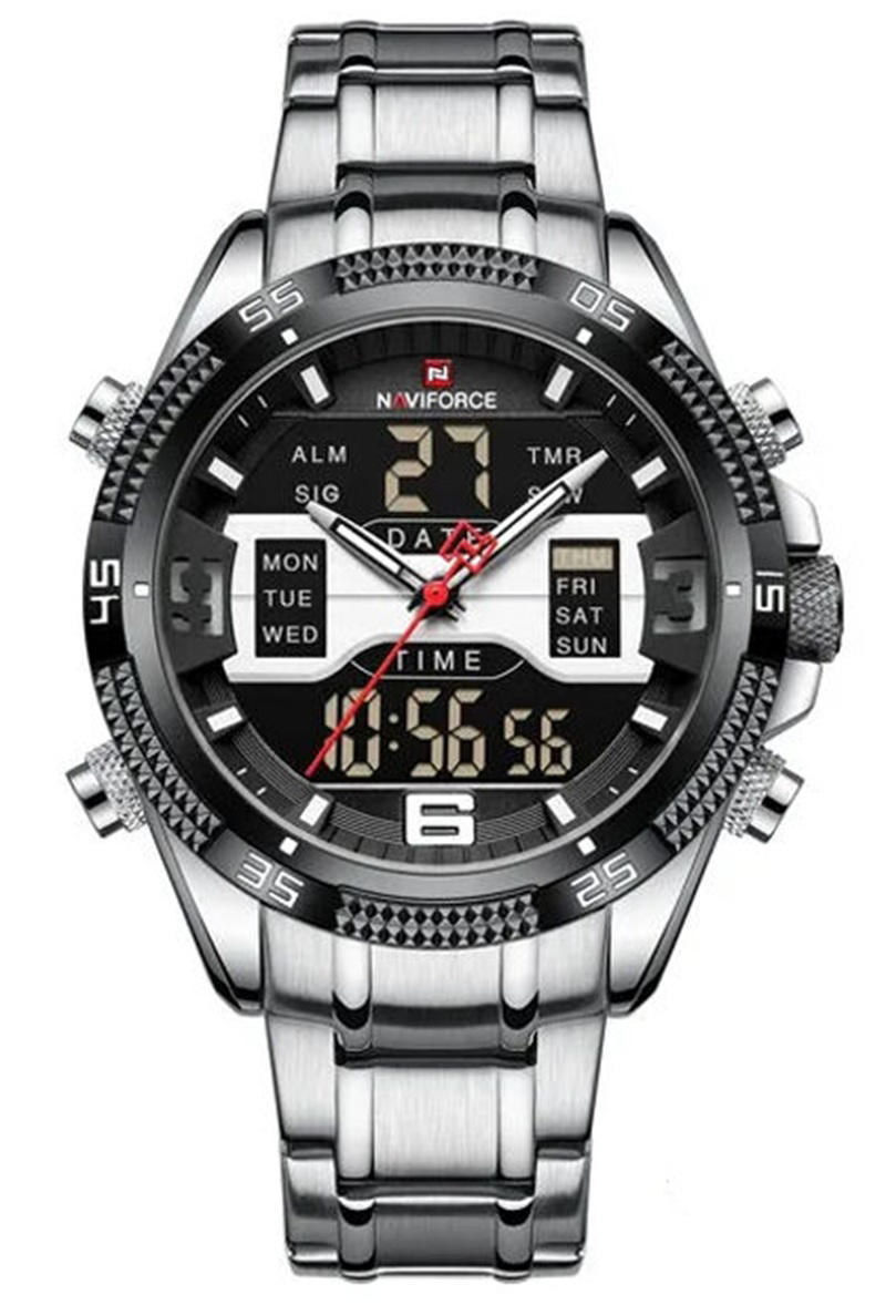 Naviforce NF9201 CH Digital Analog Men’s Watch-Silver Black