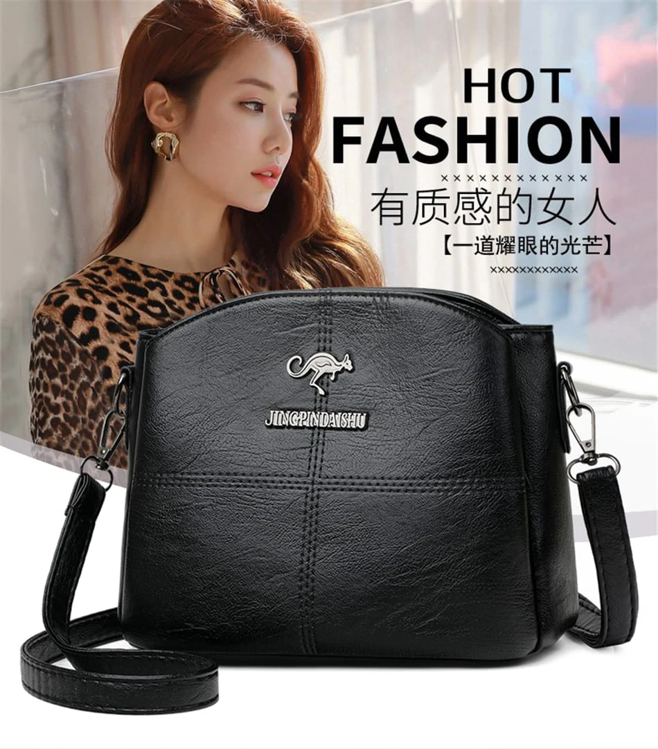 3 Layers Luxury Messenger Crossbody Bags black