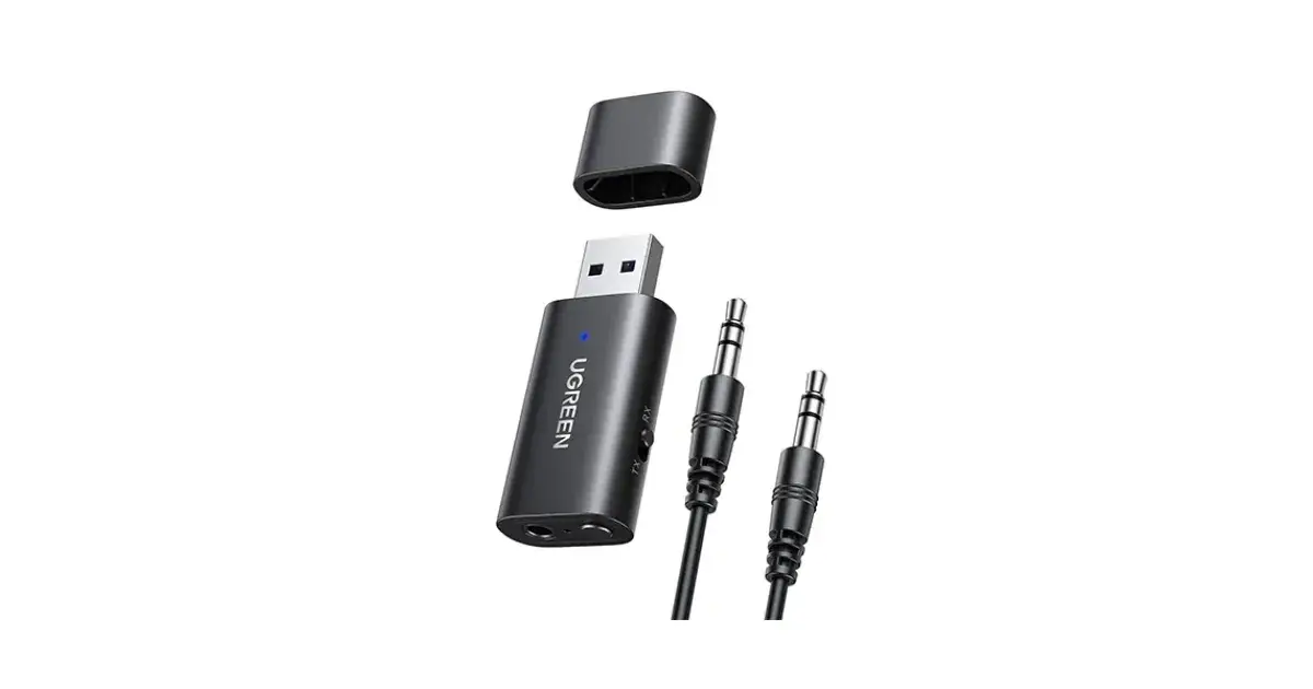 UGREEN CM523 (60300) USB 2.0 to 3.5mm Bluetooth Adapter (Transmitter/Receiver) with Audio Cable