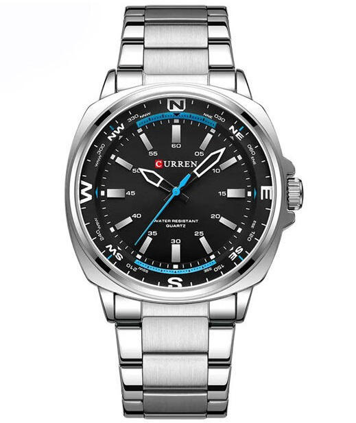 Curren 8455 Luxury Stainless Steel Men’s Watch – Silver & Black