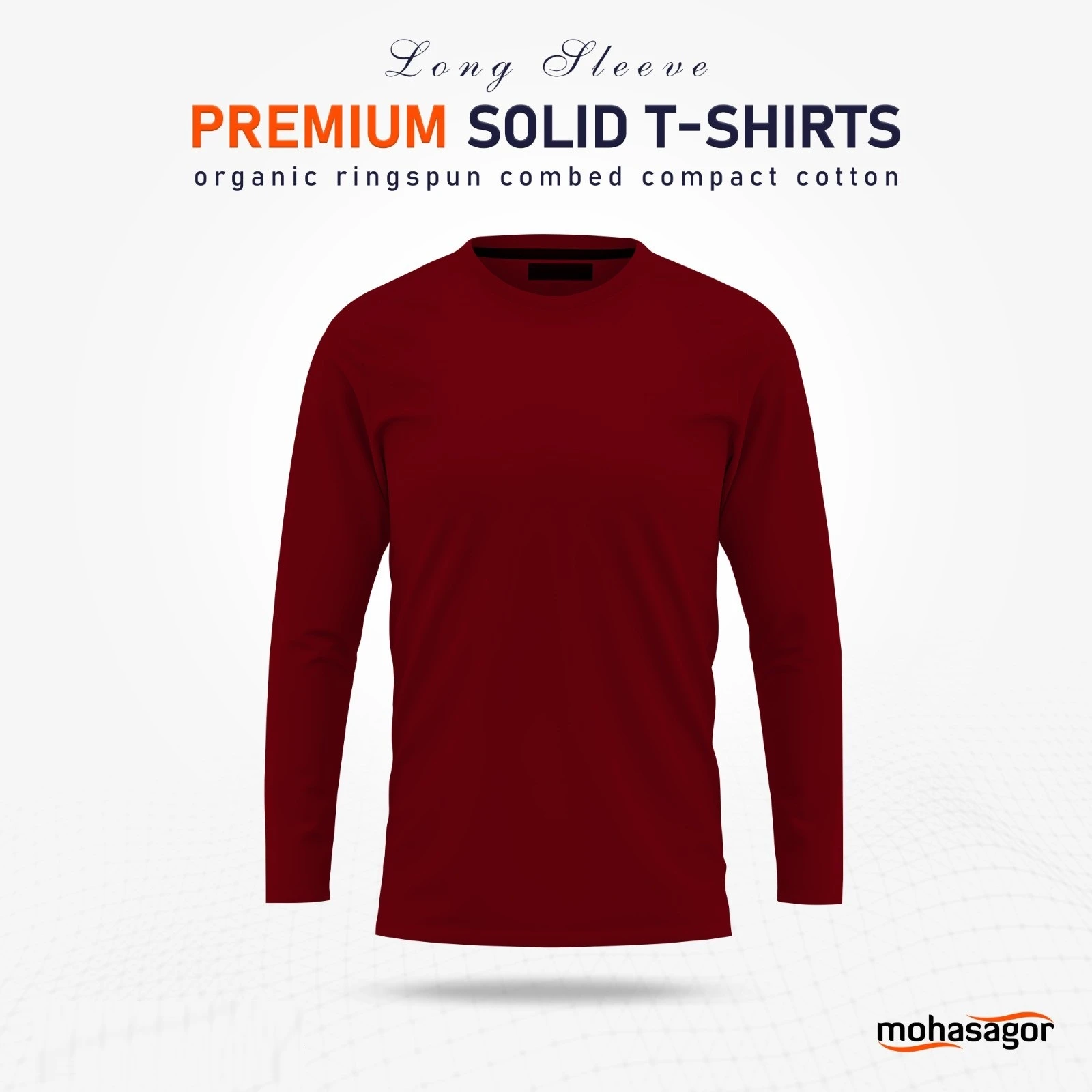Men's Full Sleeve Solid T-Shirt- Maroon