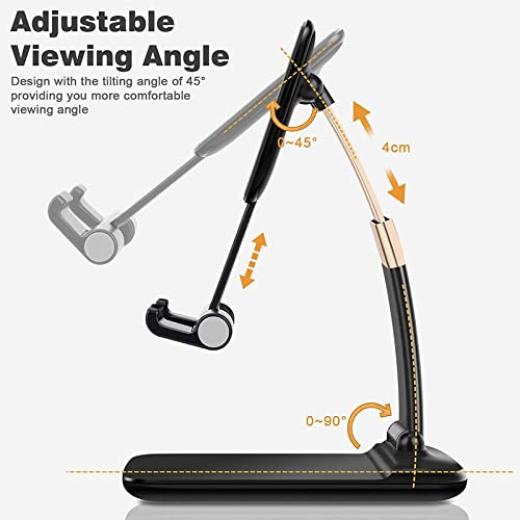 Adjustable and Foldable Desktop Mobile Phone Stand for Phone Comfortable with All Mobile for Desk, Bed, Table, Office, Video Recording, Home and Online Classes