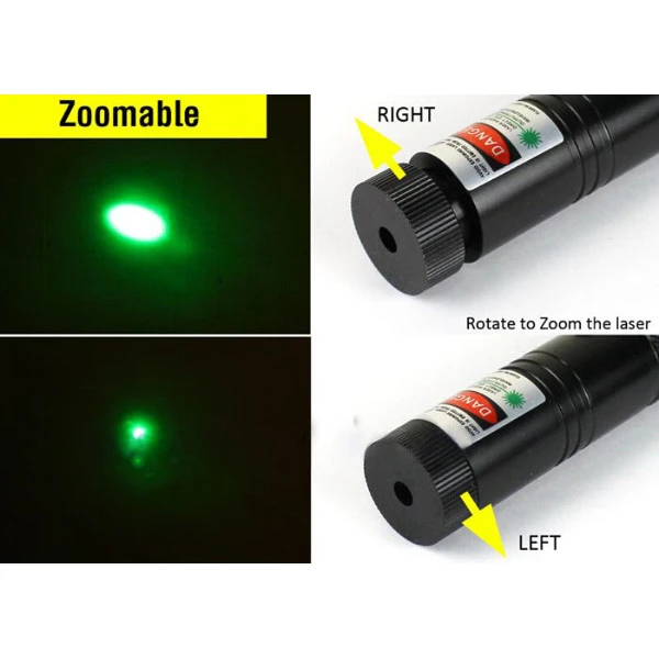 10 Mile 532nm Adjustable Focus Green Laser Pointer Beam Light Pen + Star Cap 5mw