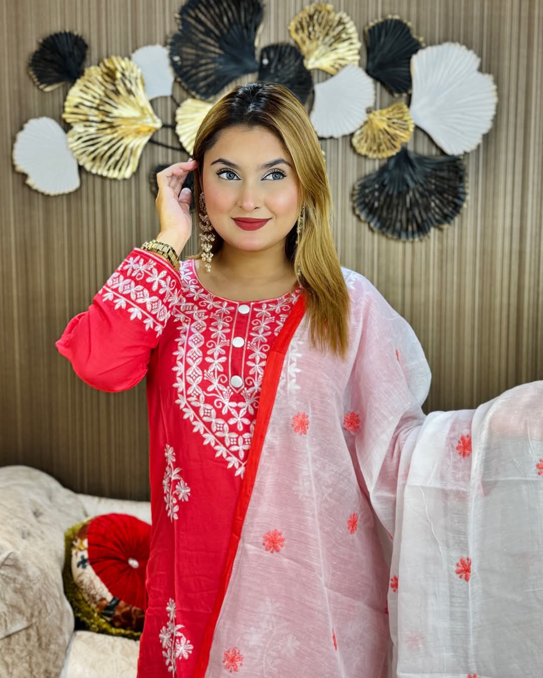 Embroidery Cotton Three Piece