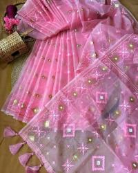 Half Silk Jamdani Print Saree