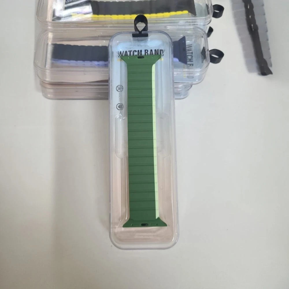 Stop Line Magnet Strap For Smart Watch- 42/44/45/49mm-Olive+Off white