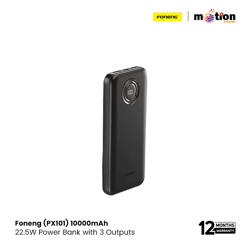 Foneng (PX101) 10000mAh 22.5W Power Bank with 3 Outputs