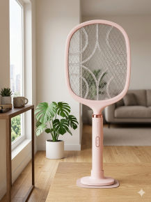 Joykaly YG-328 Rechargeable Mosquito Killer Bat with LED Light, High Voltage Circuit, Lithium Battery, Standing Fire, Type-C Charging, and Dual Switch
