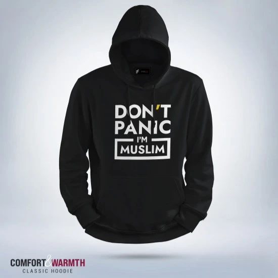 “Don't Panic” Islamic Hoodie (Black)