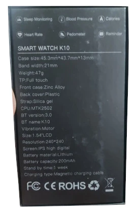 K10 Single SIM Smart Watch with Calling Function