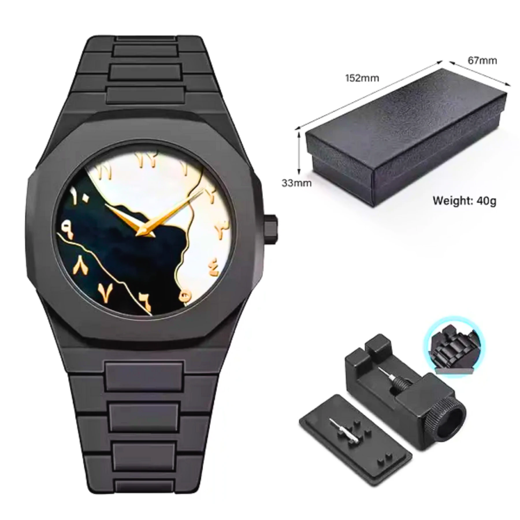 Aura watch Black for mens's Modern Creative Design ( Black)