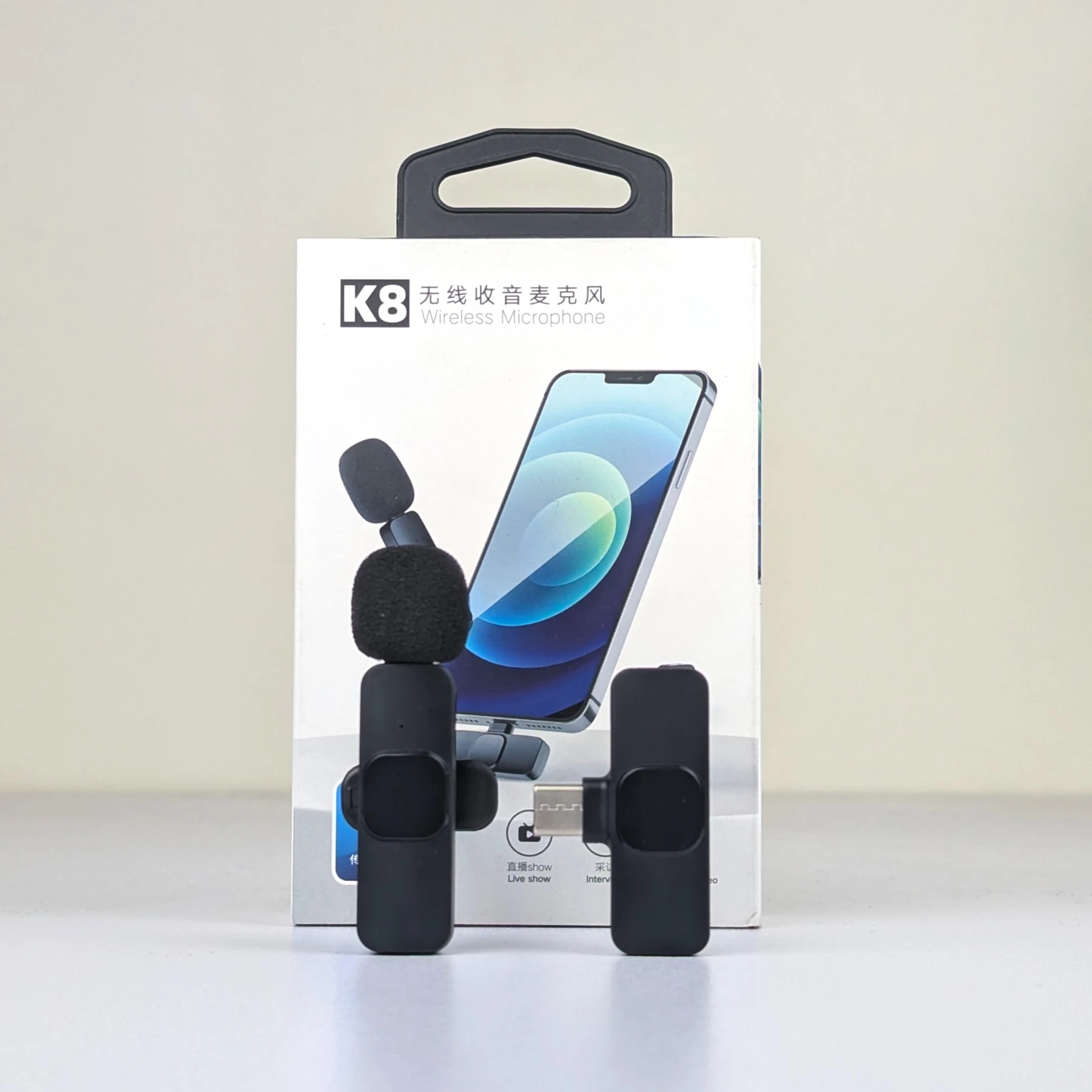 K8 Wireless Microphone for YouTube Vlogging, Video Recording Online Classes with Noise Cancellation Mic Supports (Type C)
