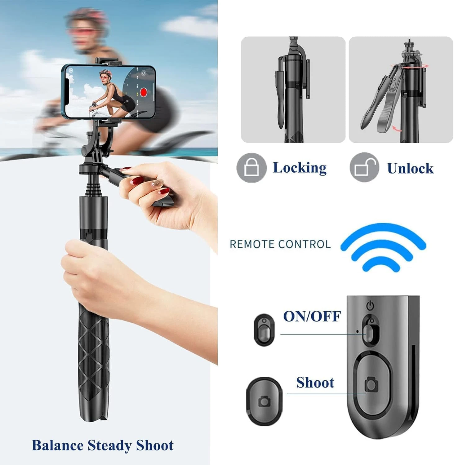 K-28 Long Video Stand Cum Selfie Stick Tripod with Remote - 360° Rotation Phone Stand with Wireless Remote Control, with light