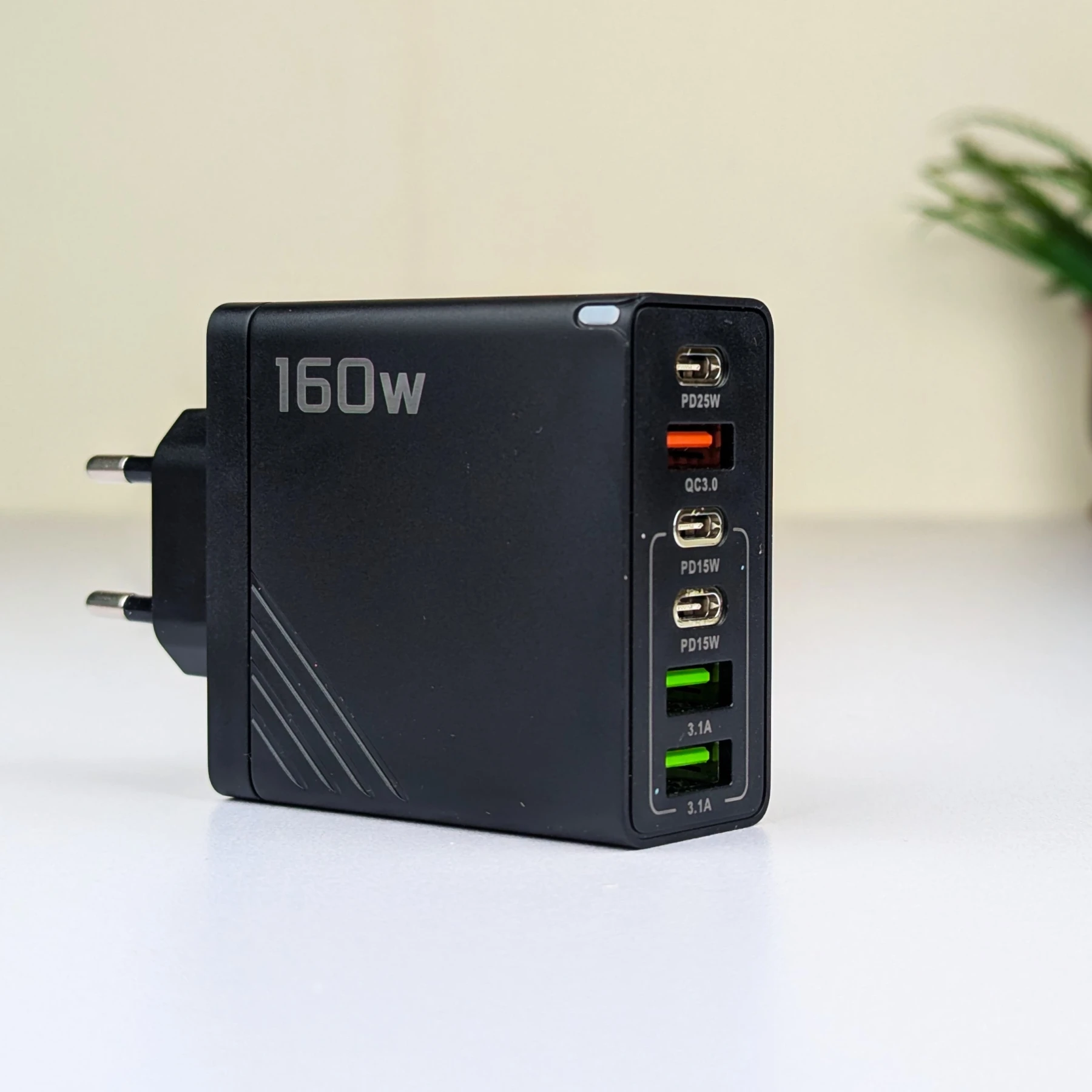 160W Super Fast Multi-Port GaN Charger with 6-in-1 Power Delivery & Type-C Cable