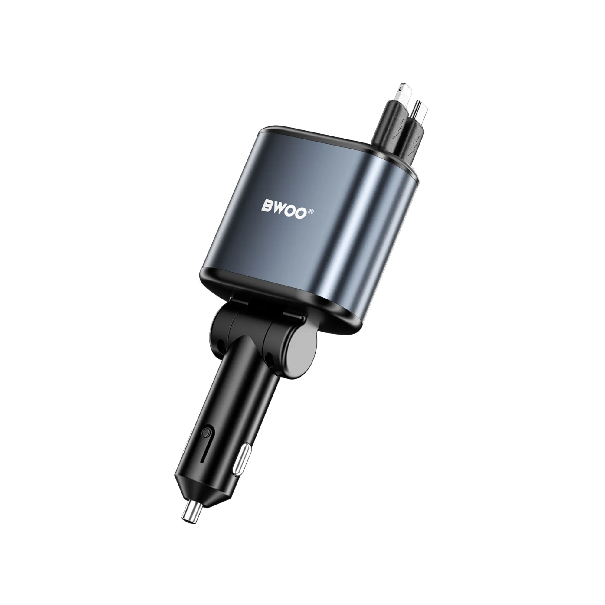 BWOO BO-CC109 120W 4 in 1 Starry Light Car Charger with 2 Retractable Cables