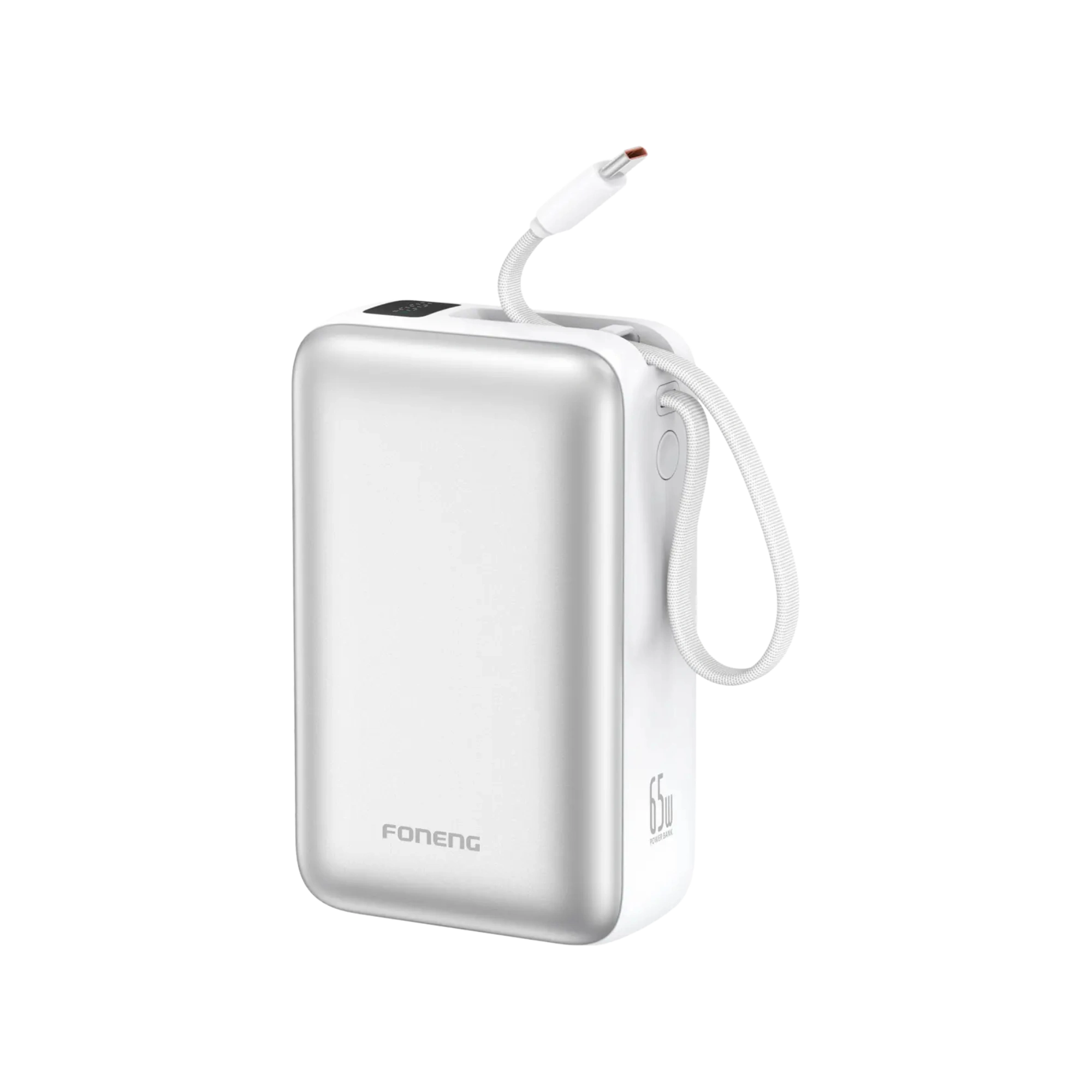 Foneng PX128 30000mAh 65W Power Bank with Built-in Type-C Cable