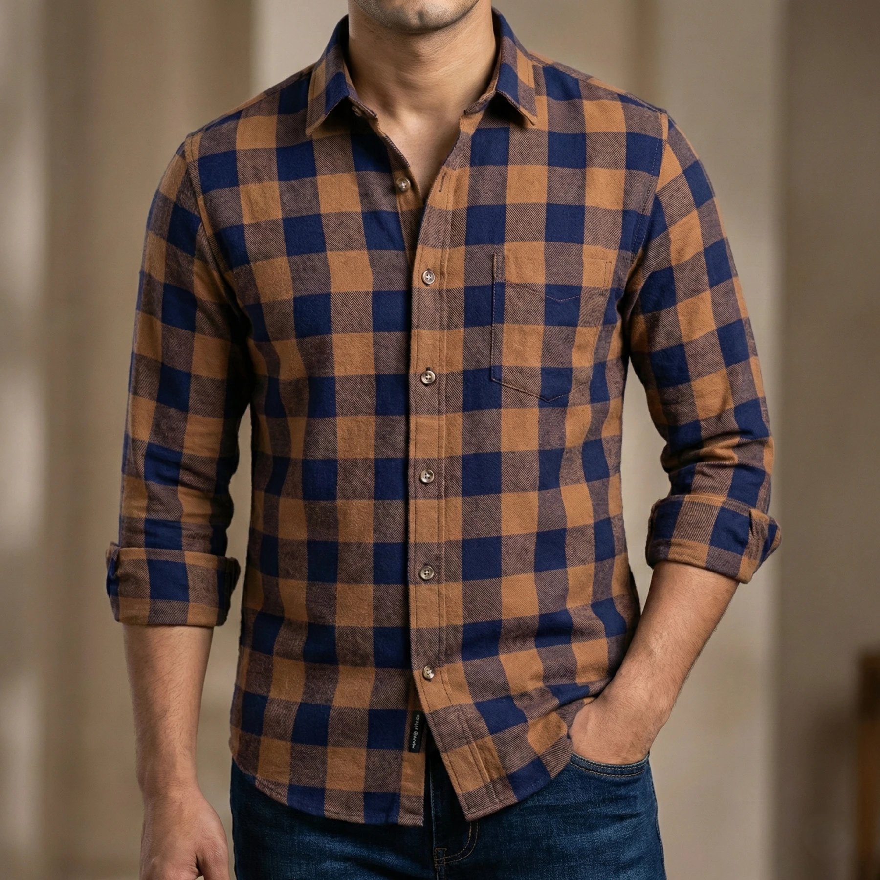 Men's long sleeve check shirt