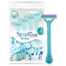 Hair Removal Razor - Simply Venus 2 Blade Razor for Women - 1 Pack Containt 4 Razor (2 Baldes Razor)