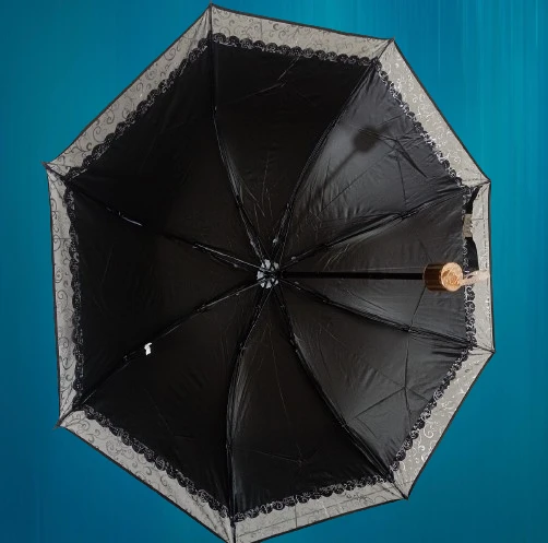 Ladies Fashionable and Elegant Anti UV Sunshade Print Border Lace Umbrella
