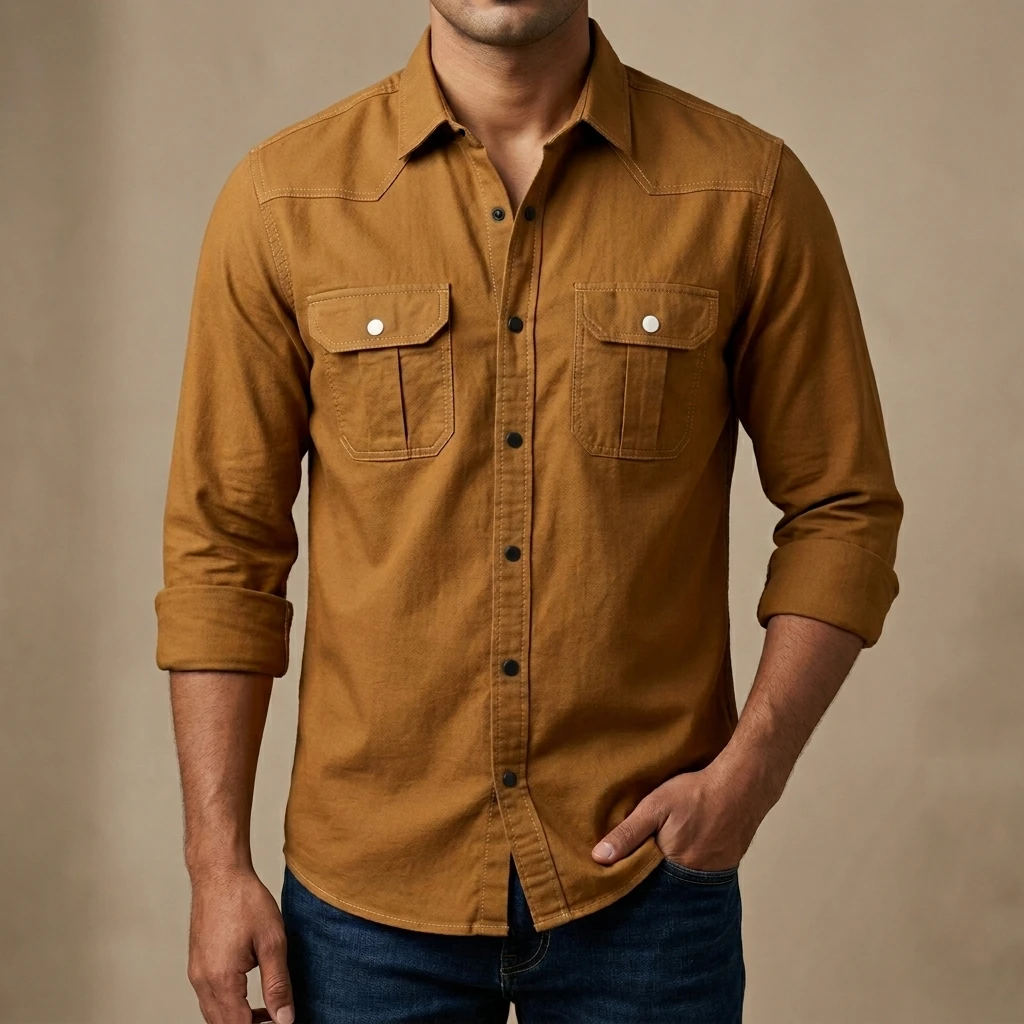 Double Pocket shirt for men( Golden)