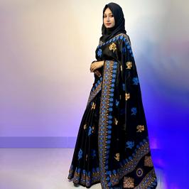 বোধুয়া বেনারশি প্রিন্ট শাড়ি কালো কালার