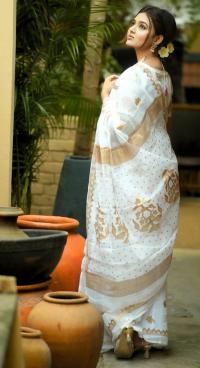 Semi Moslin Sharee with Blouse Piece