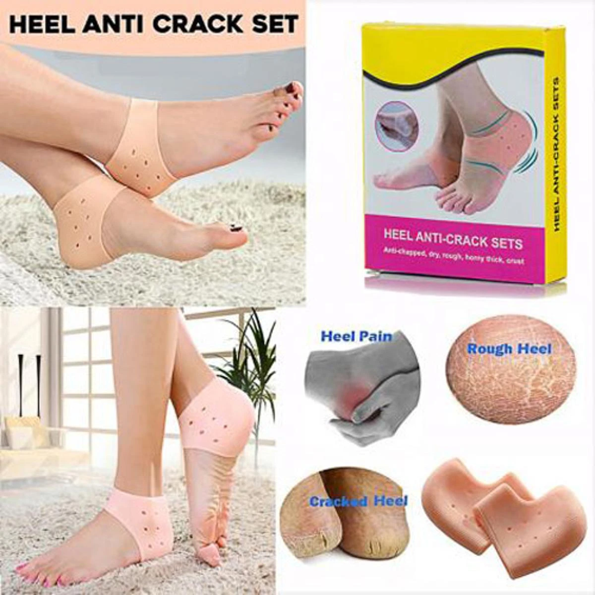 1 Pair Free Size Heel Anti Crack Set For Men & Women For Anti Chapped,Dry,Rough, Homythick, Crust