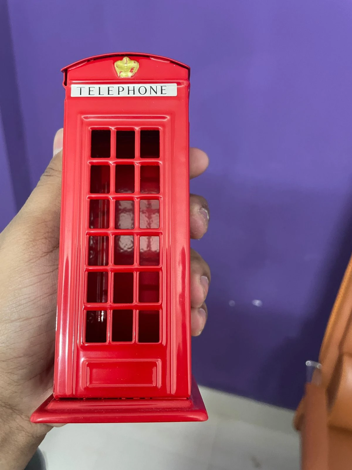 Die cast metal telephone box money bank