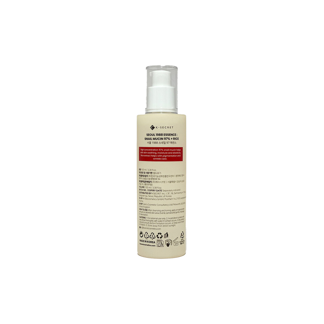 K-Secret Seoul 1988 Essence:Snail Mucin 97% + Rice 100 ml