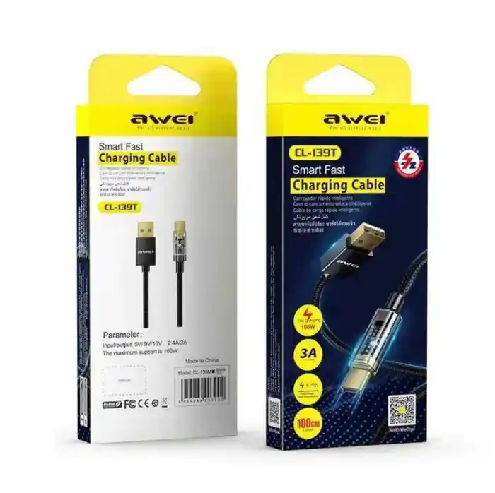 AWEI CL-139T Smart Fast charger Cable Type-C 100W 1M