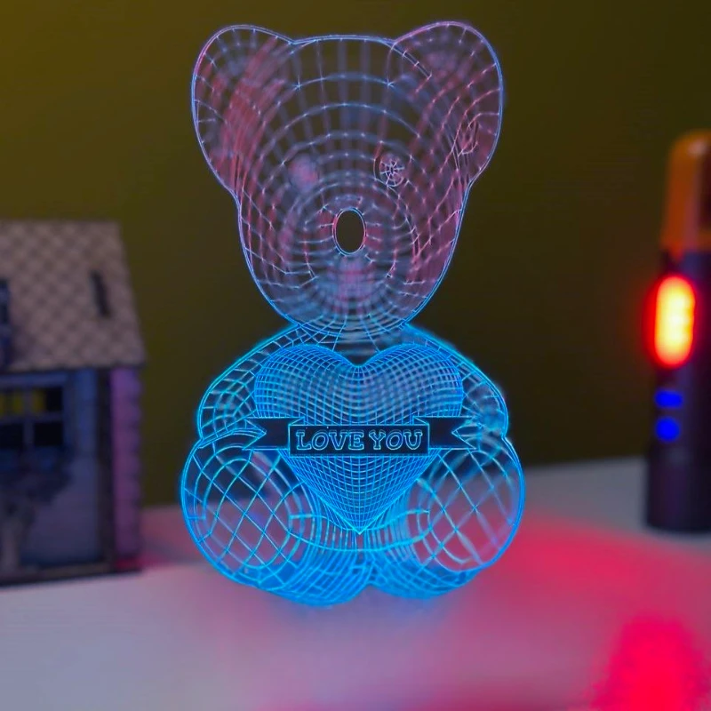 GearUP Acrylic Multicolor Night Lamp (Only Acrylic) Love Bear – 20 pcs