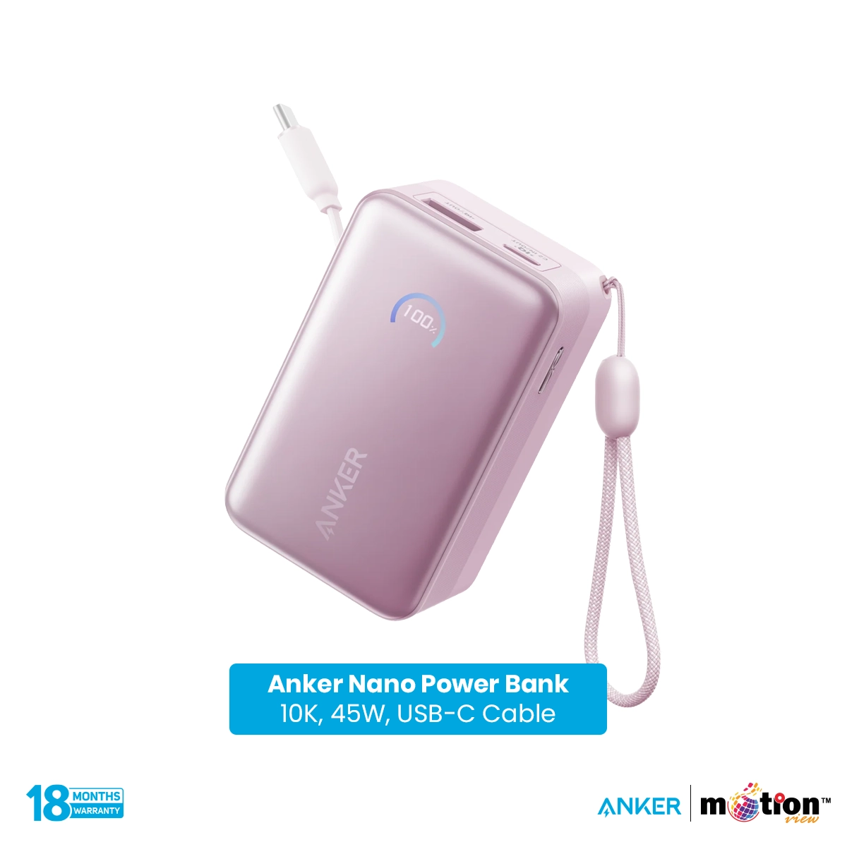 Anker Nano 45w 10000mAh Power Bank (Built-In Retractable USB-C Cable)