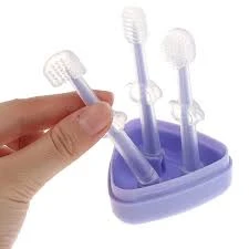 Baby Toothbrush Baby Tongue Cleaner for 0-18 Months 3pcs Set Multicolor Toddler Baby Care 3pcs set with Box