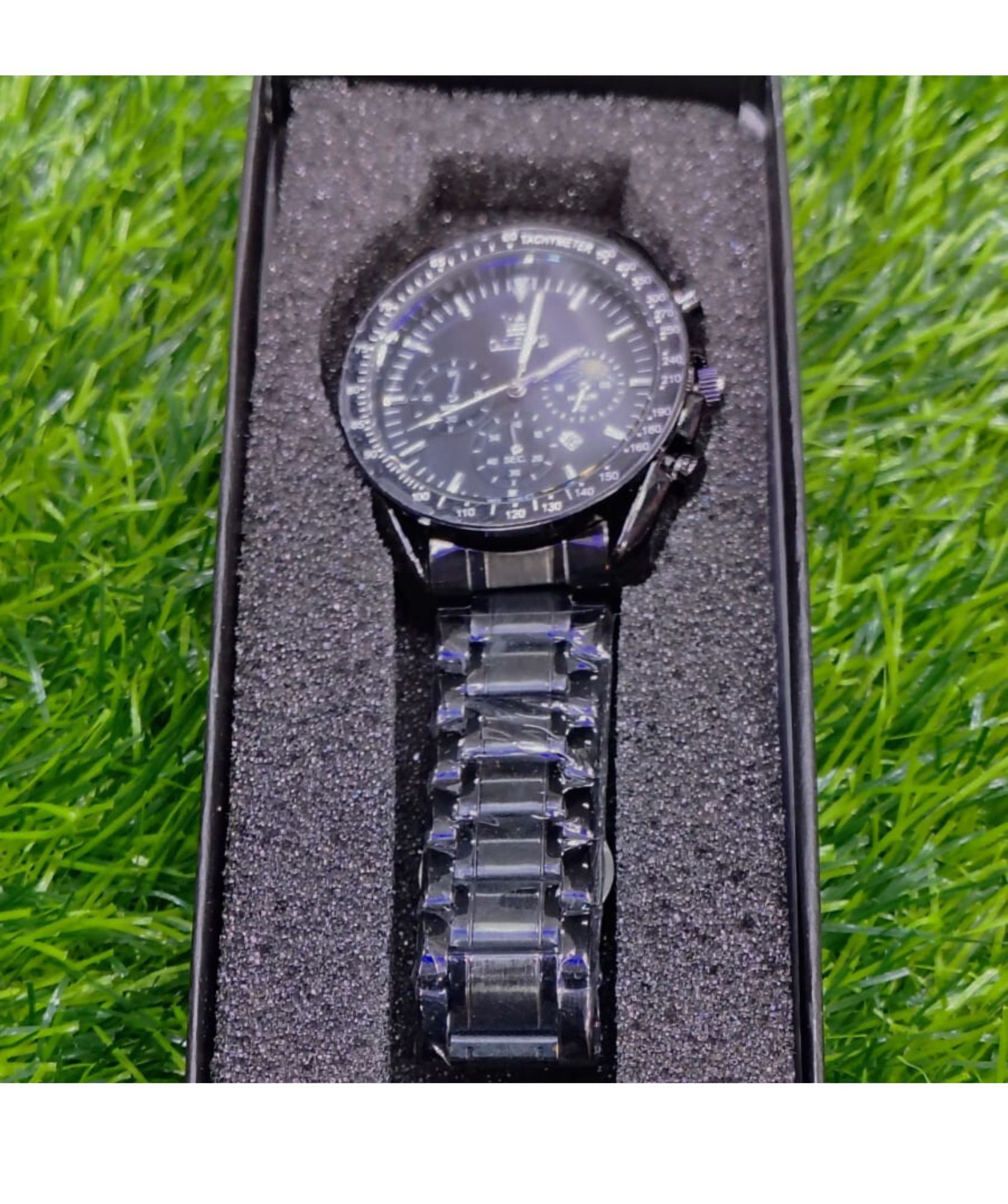 Butter Fly Lock OLEVS Watch for mens (black dial)