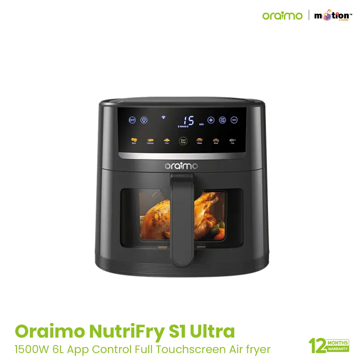 oraimo NutriFry S1 Ultra 1500W 6L Air Fryer(OAF-521A)
