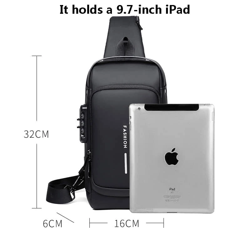 (Wallet ফ্রি) shoulder bag With Lock - Black