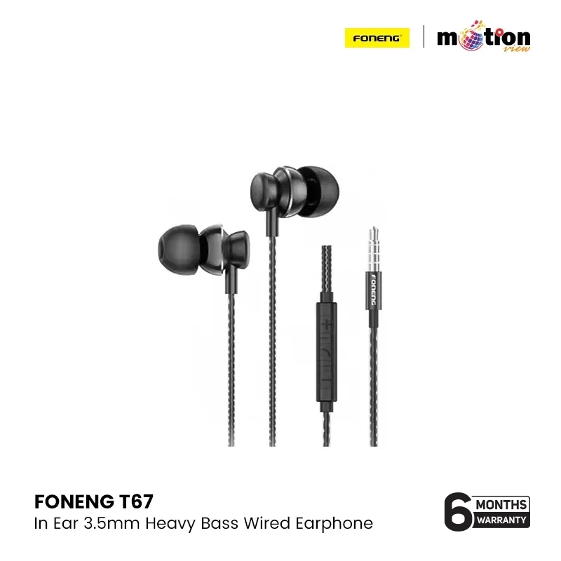 FONENG T67 In-Ear Metal Wired 3.5mm Earphone with Mic