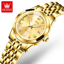 Butter Fly Lock OLEVS Watch for Women (golden)