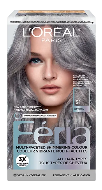 Loreal Feria Multi-Faceted Shimmering Permanent Hair Color S1 Smokey Silver