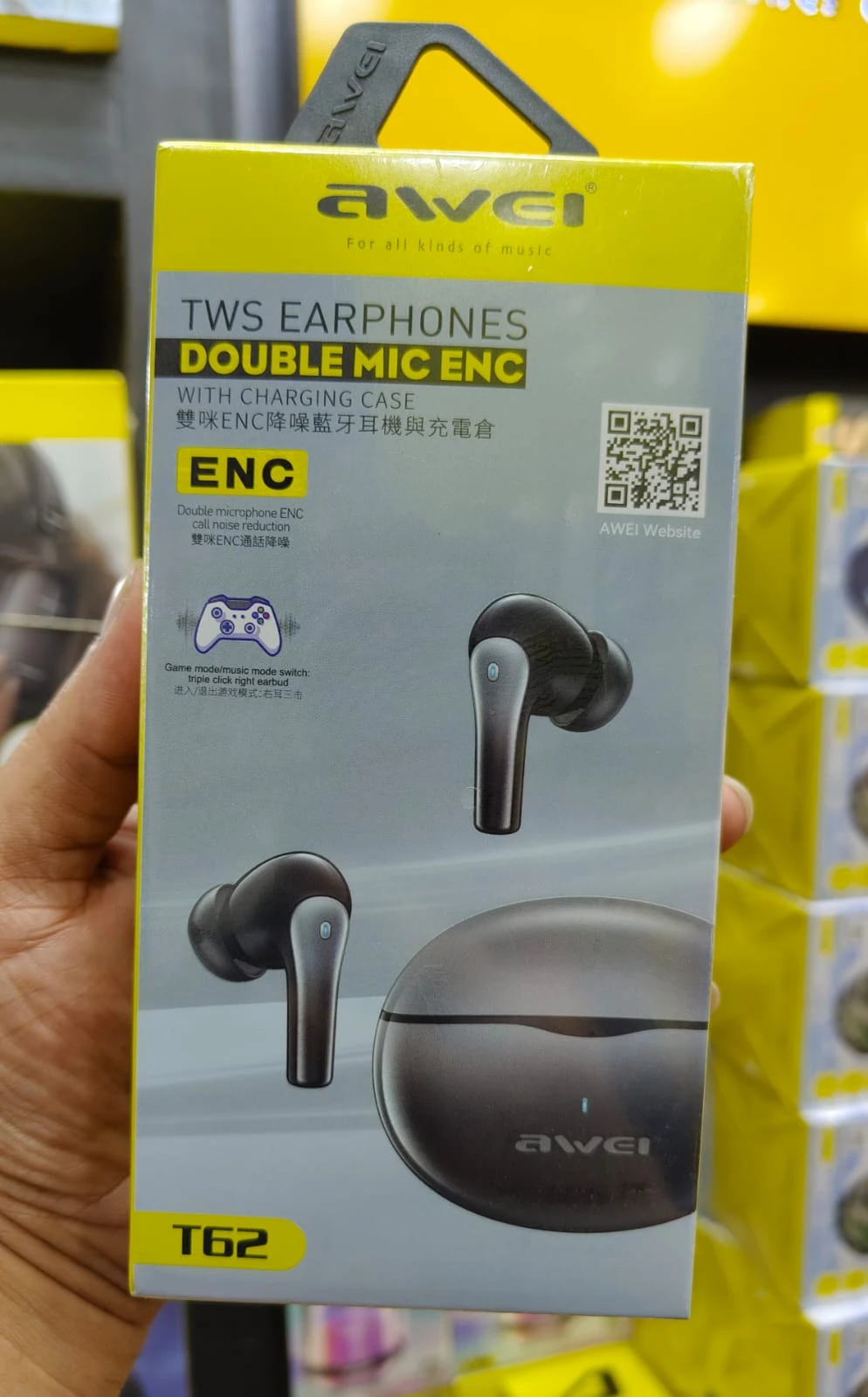 AWEI T62 ENC True Wireless Earphone Double MIC ( 6 Month Official Warranty )