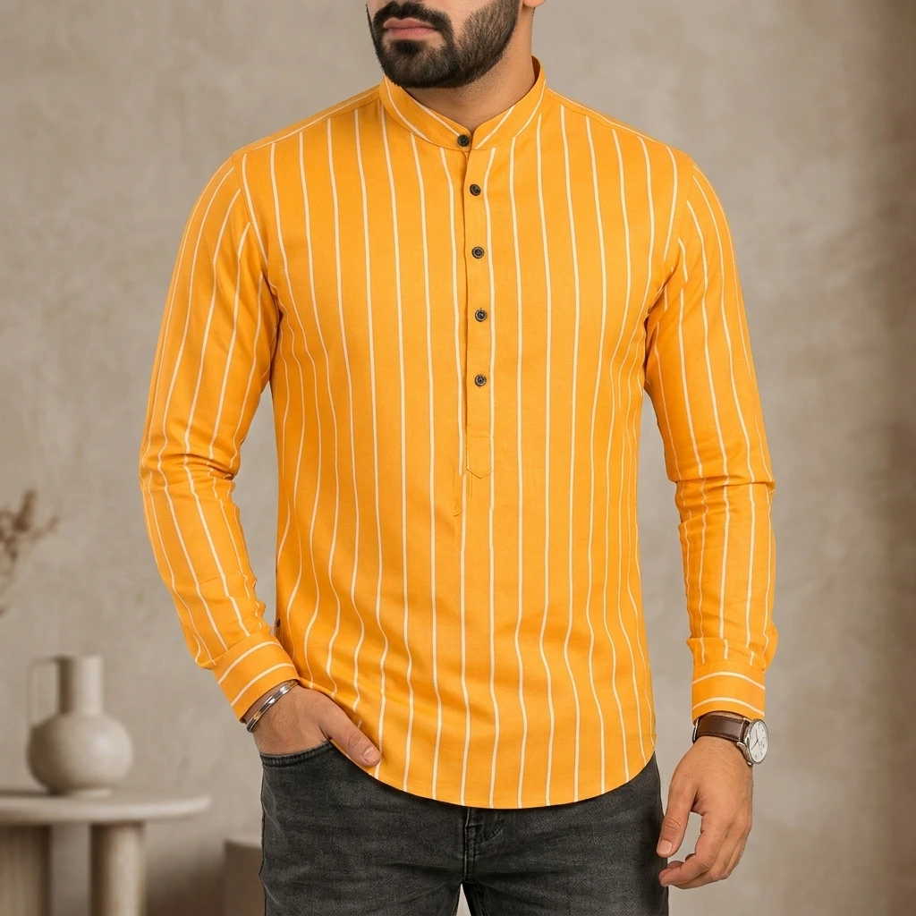 Premium Long Sleeve Striped Katua for Men