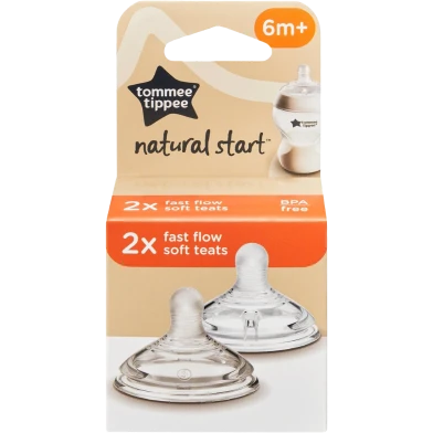 Tommee Tippee Natural Start 2x Fast Flow Soft Teat 2s Pack 6m+