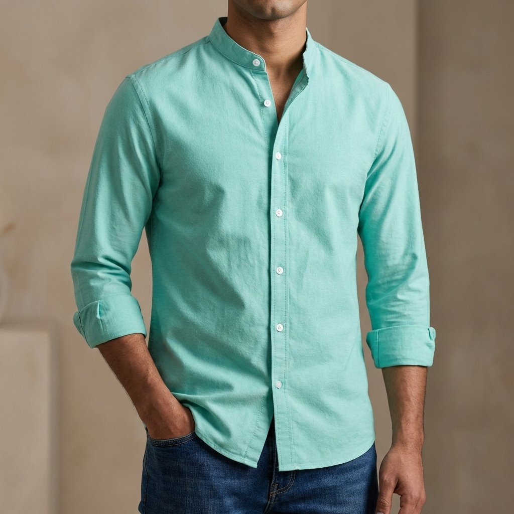Men's Solid Colour Ban color Shirt (paste)