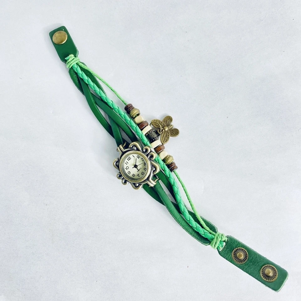 Multi layer Butterfly Faux Leather Bracelet Watch